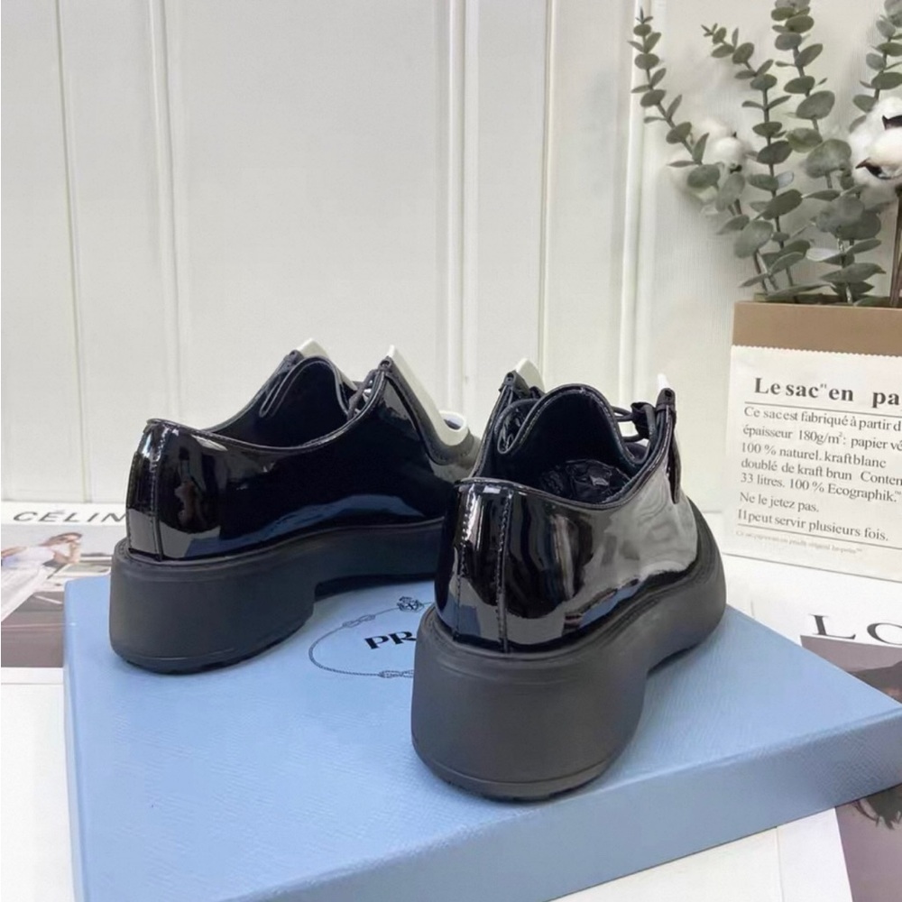 Prada Glossy Black and White Loafers - Picture 5 of 6
